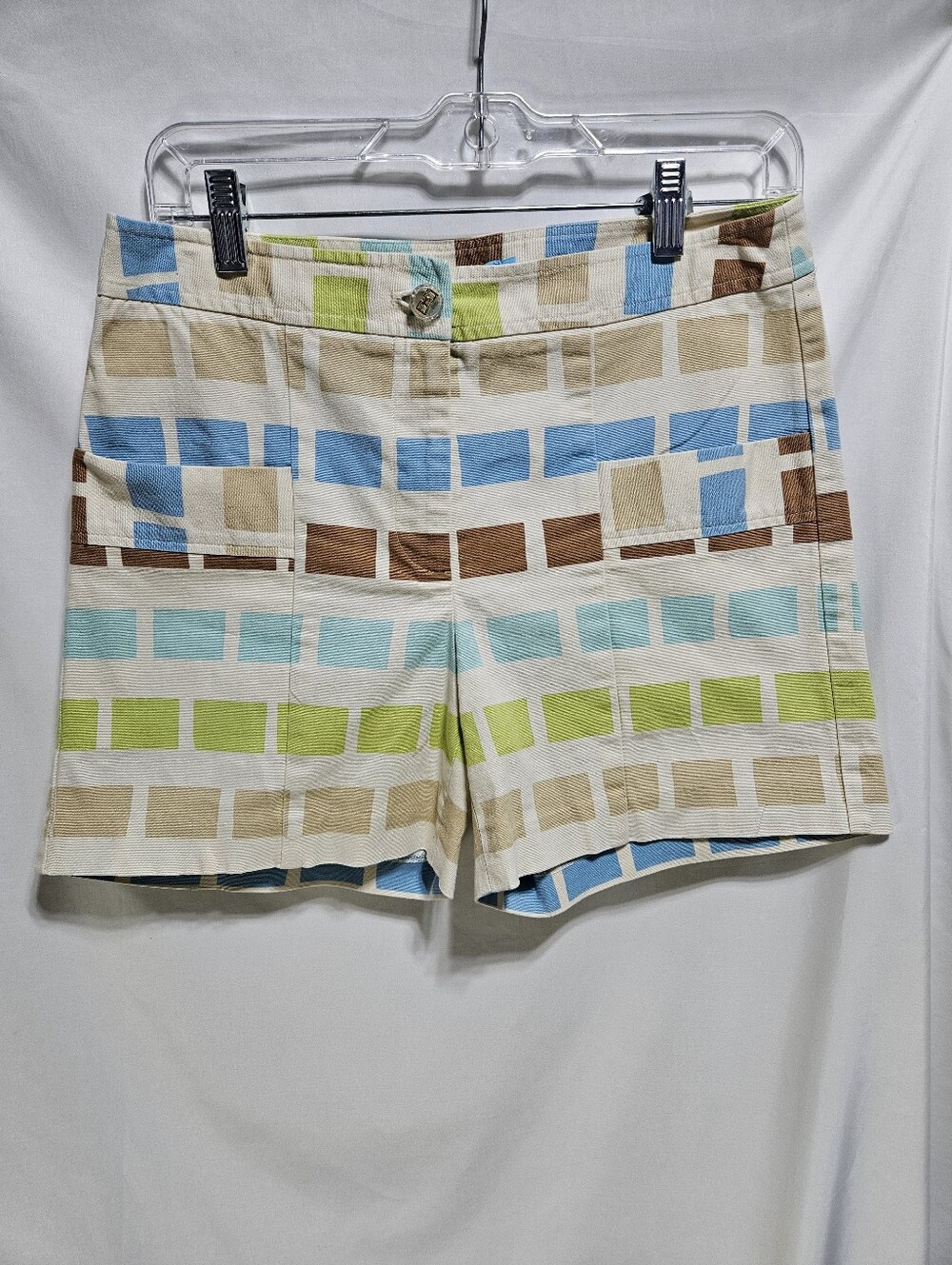 J.McLaughlin Geometric Print Tailored Shorts Size 4 Stretch Cotton Preppy Golf
